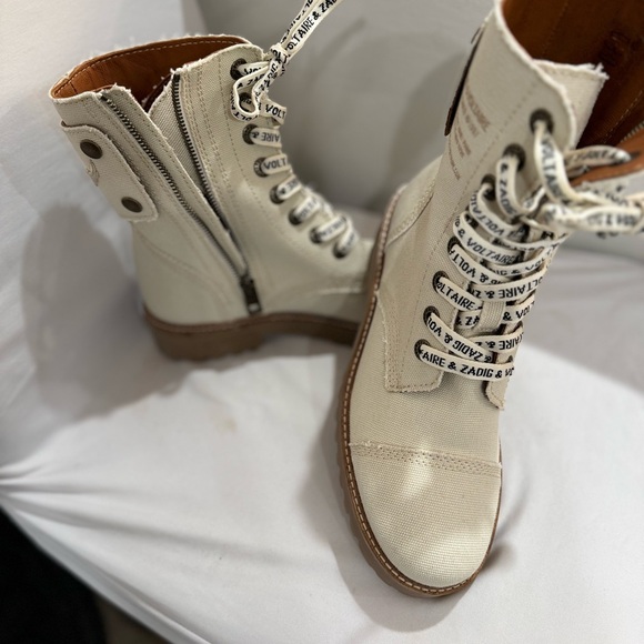 Zadig & Voltaire Cream Canvas boots - Picture 3 of 5